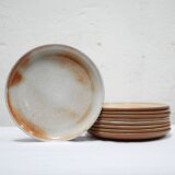 Series of 9 vintage stoneware plates by Les Poteries du Marais, France