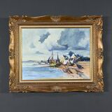 Marine painting “Littoral Breton” signed Marijane le Goaster – 1985