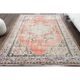 1970s Vintage Turkish Oushak Handmade Wool Cotton Red Area Rug 190x310