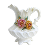 Vase italien céramique décor fleurs forme de cruche