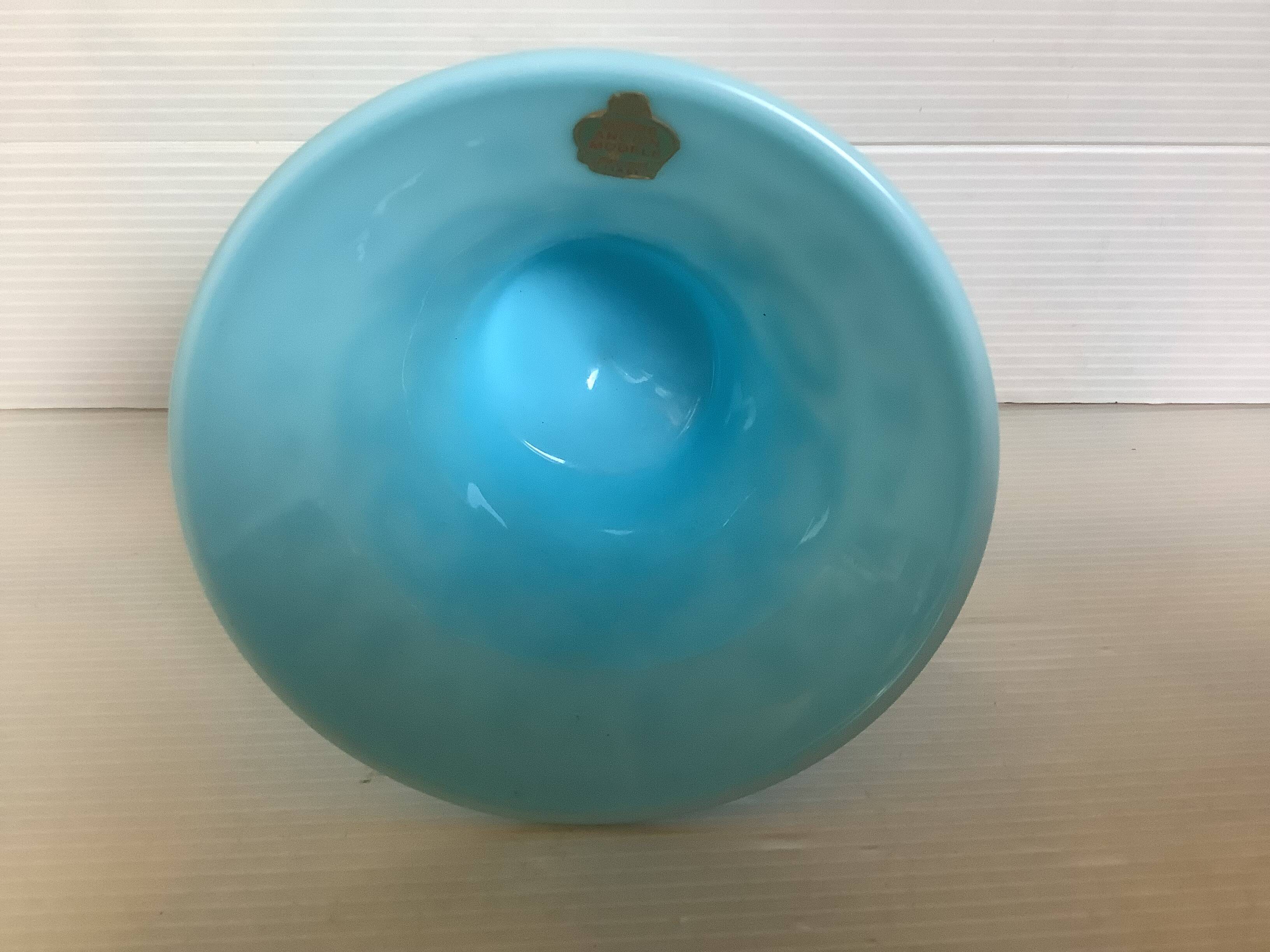 Blue opaline footed bowl vase Italy