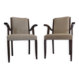 Pair of modernist mahogany bridge chairs from the 40s/50s