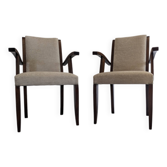 Pair of modernist mahogany bridge chairs from the 40s/50s