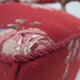 1920-30s, Danish armchair, furniture cotton fabric, hand carved oak wood.