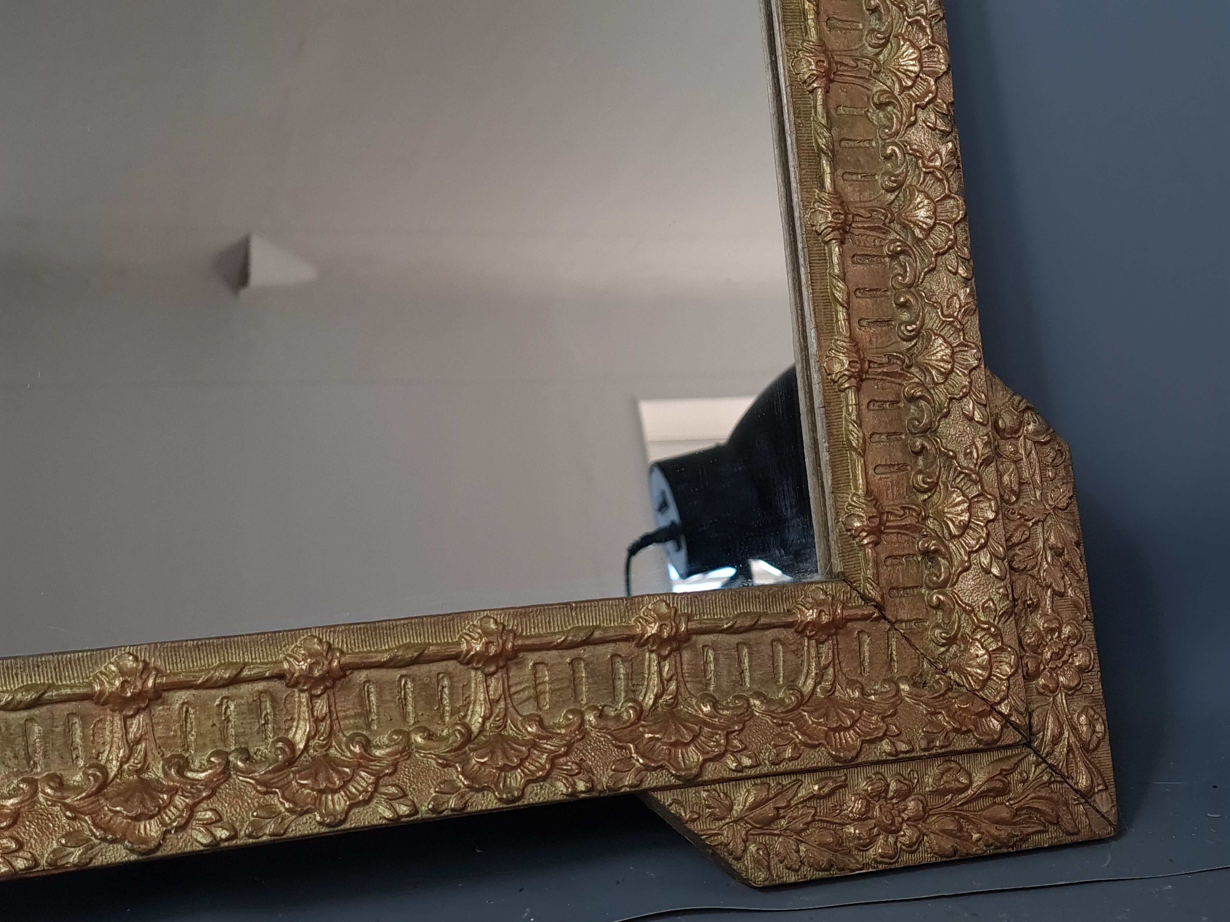 Old mirror frame wood and gilded stucco around 1900 61x46 cm sb