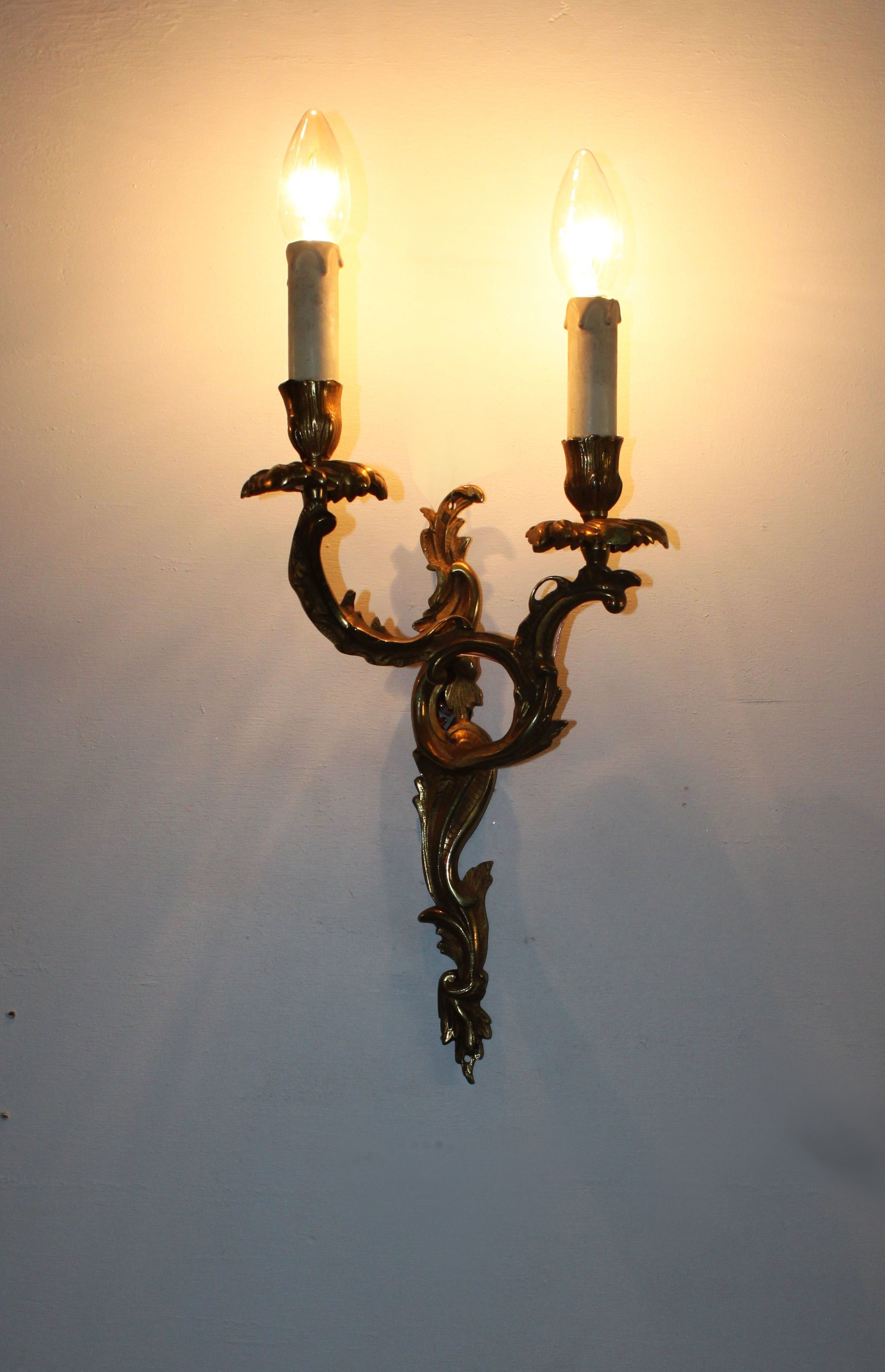 Pair of bronze sconces Louis XV style.