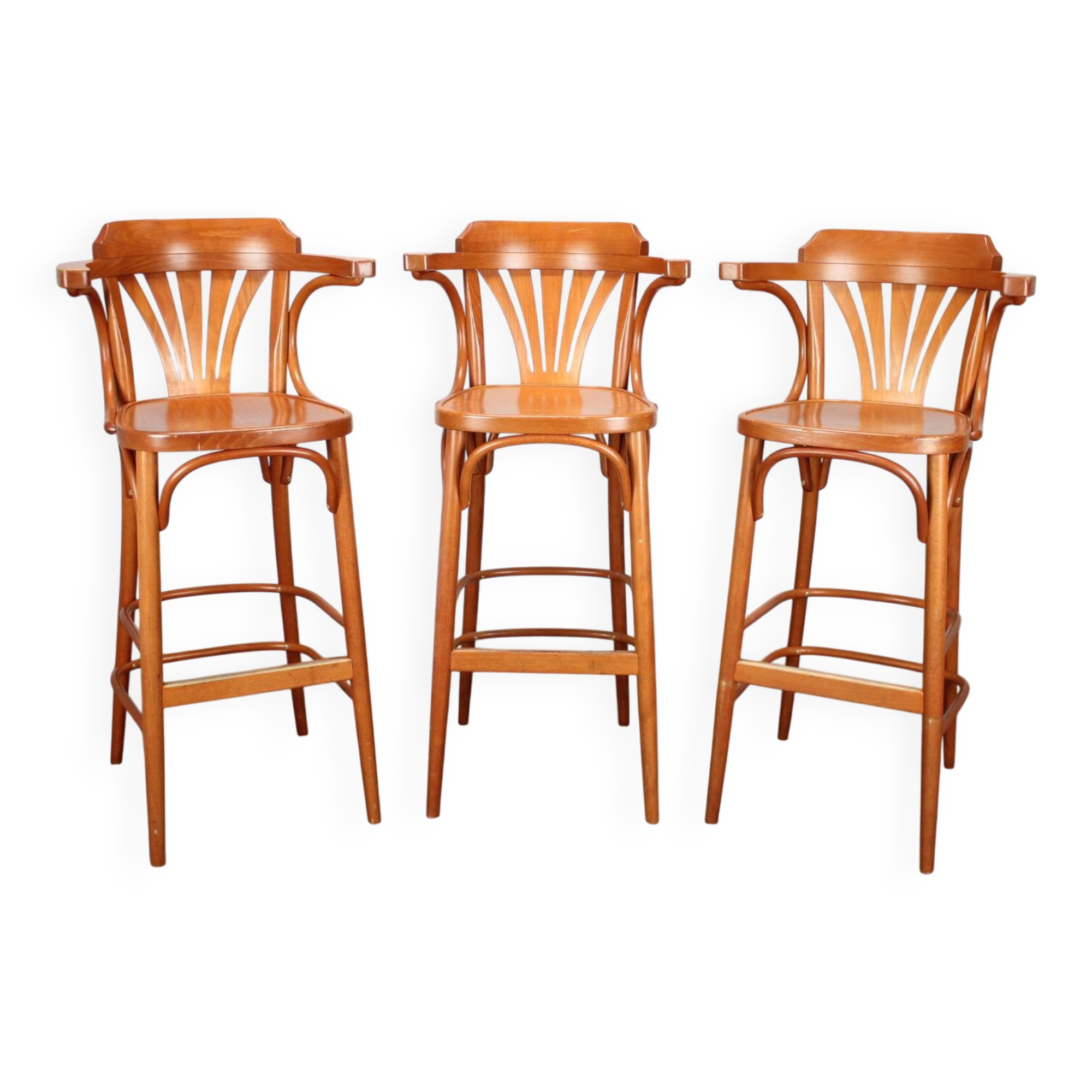 Set of 3 TON bentwood bar stools, Czech Republic, circa 1990.