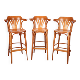 Set of 3 TON bentwood bar stools, Czech Republic, circa 1990.