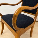 Biedermeier Armchair in Walnut & Black Boucle, South Germany, 1835