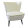 Vintage white cocktail chair in fabric and wood, shell backrest from the 1950s.