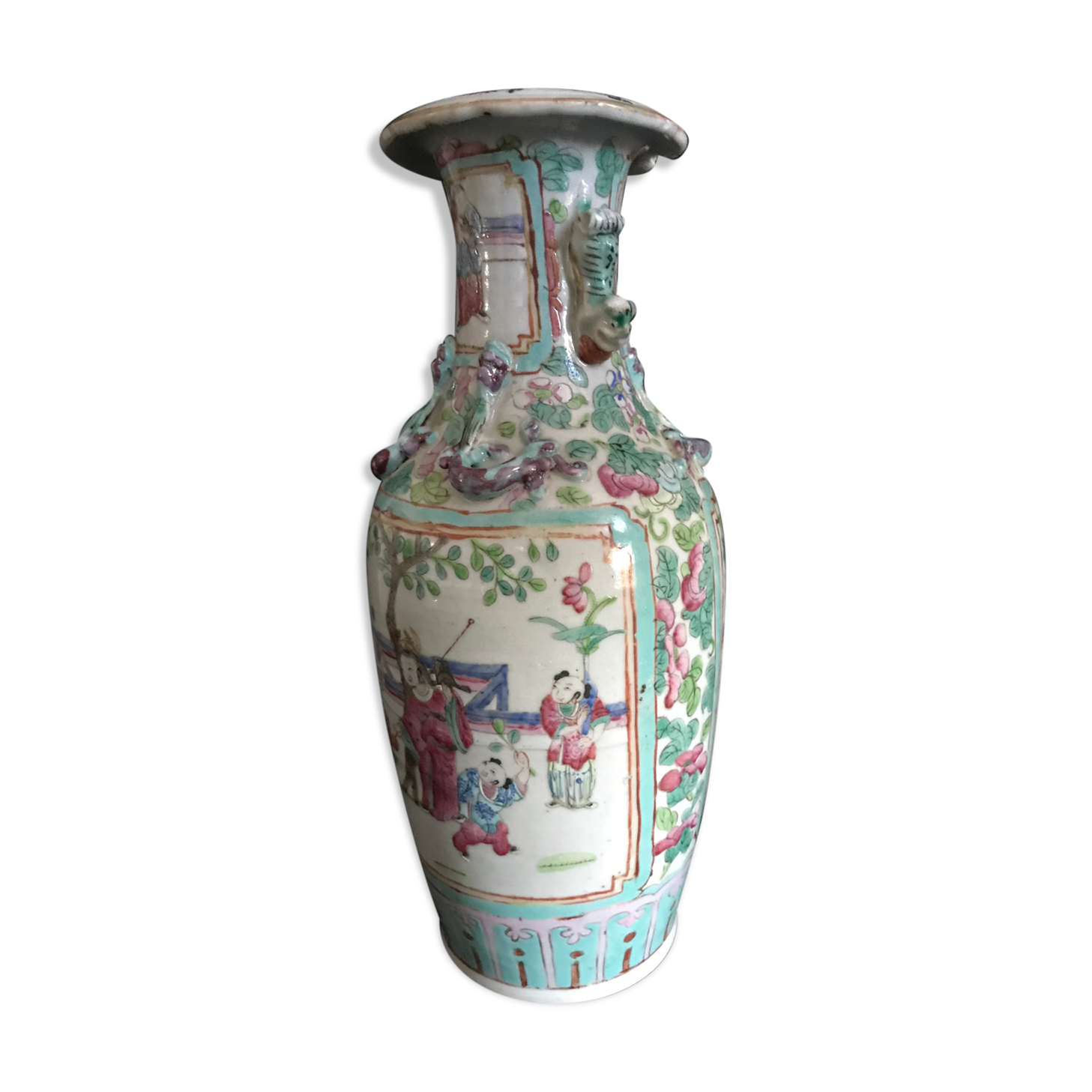 Vase - Canton - Porcelain - Family Scene - China - 19th Century