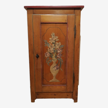 Ancien meuble confiturier Alsace decor fleurs