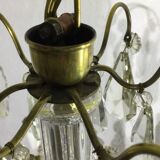 4 light bronze and crystal chandelier