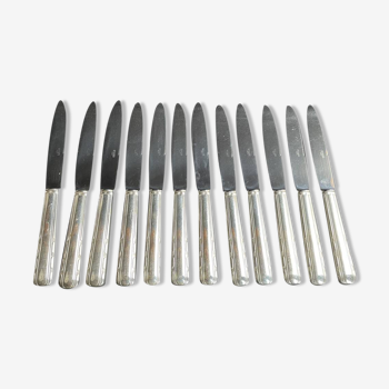 12 Table knives – Francia stainless steel and silver metal