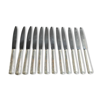 12 Table knives – Francia stainless steel and silver metal