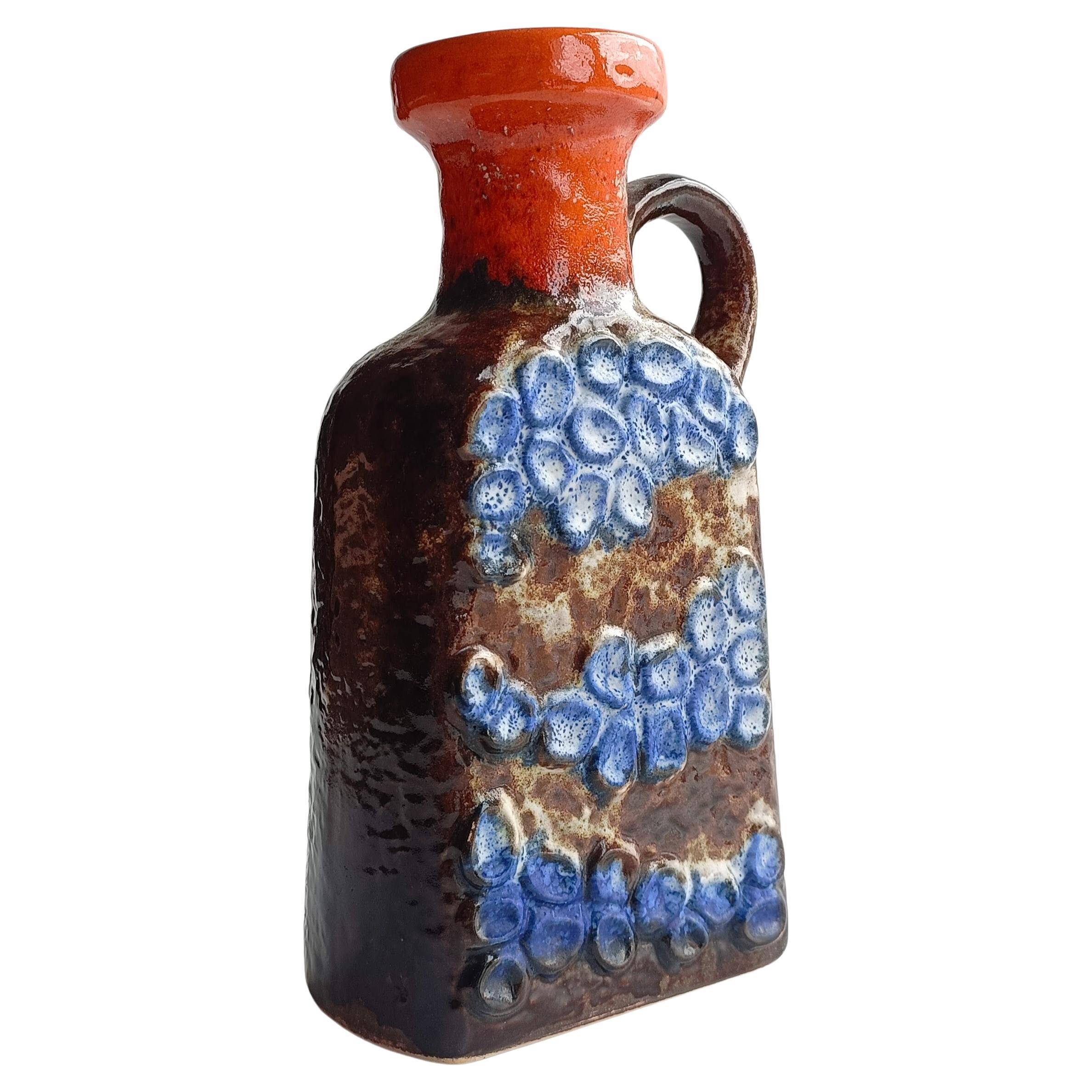 Mid Century Ceramic Jug by Dümler & Breiden, Brown, Orange, Blue Glazing, 1960s