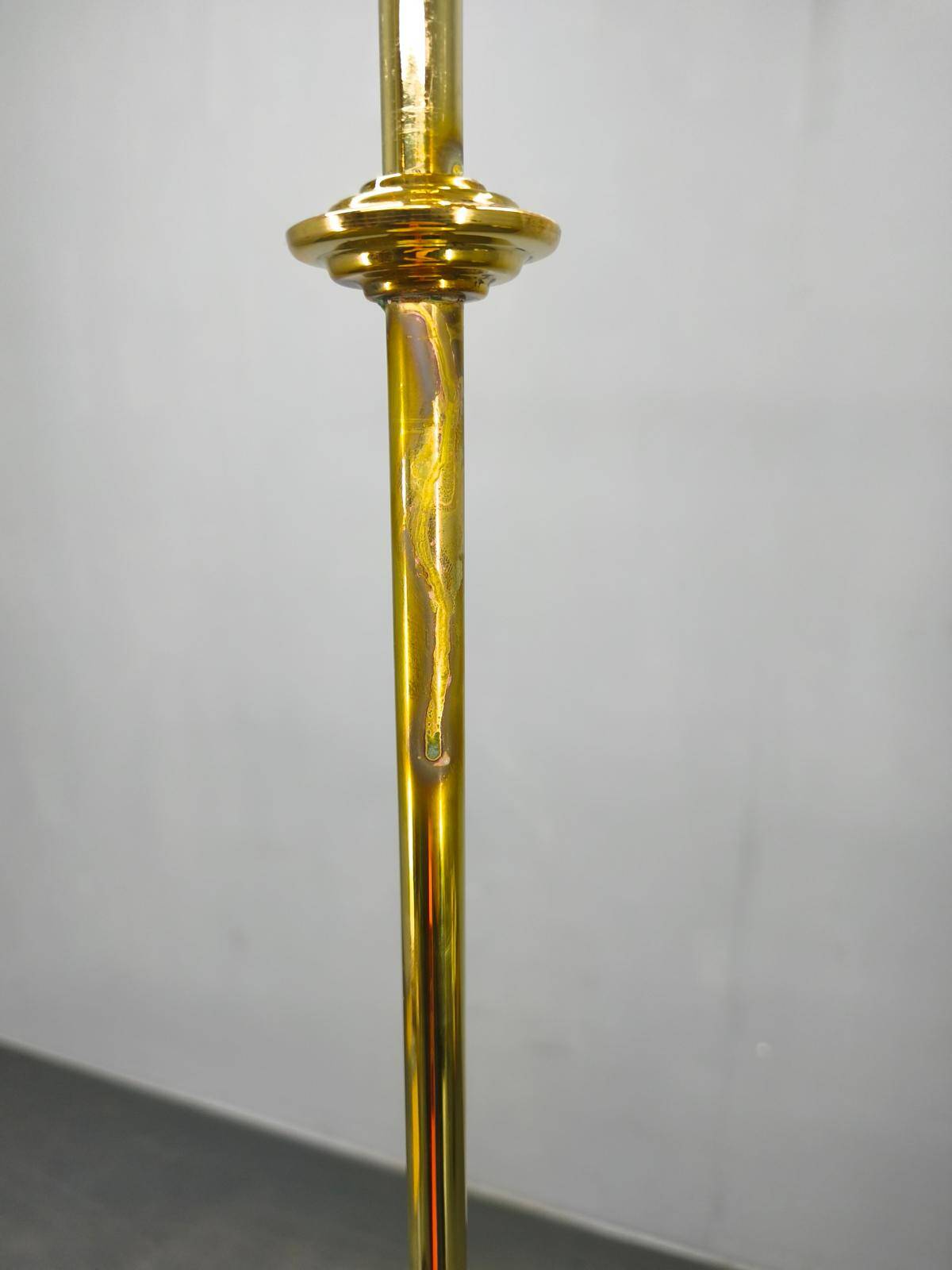 Art Deco Brass Pendant with Geometric Opaline Glass, Czechoslovakia 1930s