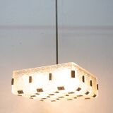 Vintage glass and chrome steel suspension Kamenický Šenov 1970s Czechoslovakia