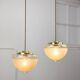 Mid-century Italian Brass and Glass Pendant Lamps, set of 2