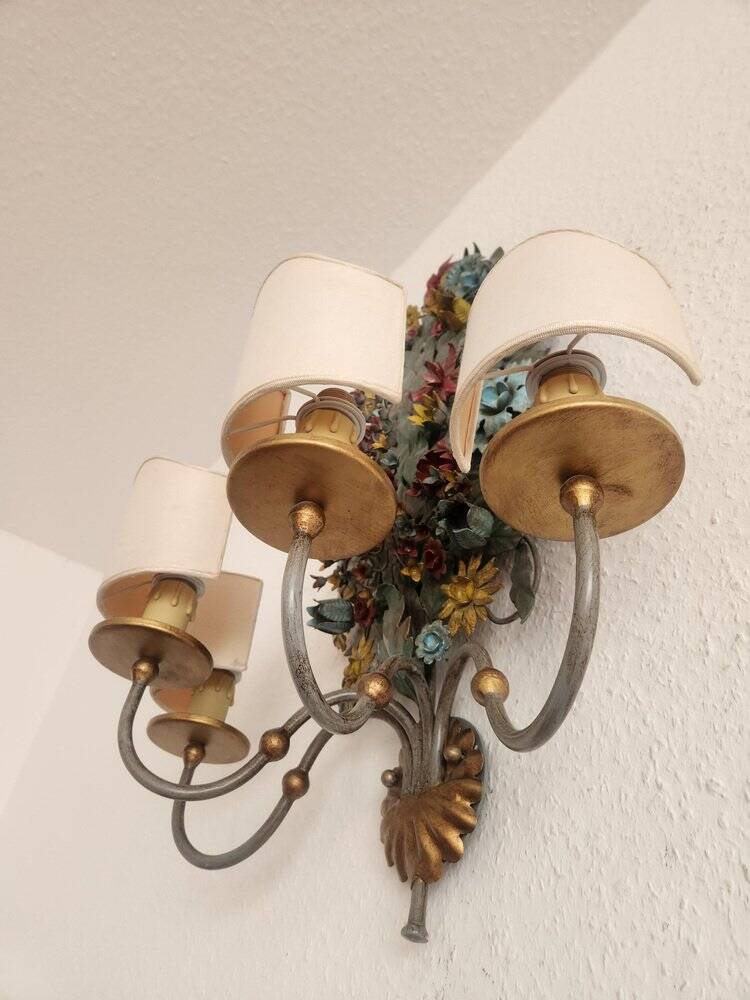 XL Large 2 Light polychrome vintage Ciani Firenze wall lamp, Italy 1970s