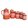 Orange enameled pots and teapot