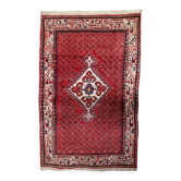 1950s Handmade Indian wool medallion rug, red, 102 × 159 cm - 1C1296