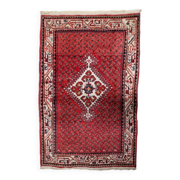 1950s Handmade Indian wool medallion rug, red, 102 × 159 cm - 1C1296