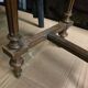 Antique wooden work table, inlaid top and interior mirror.