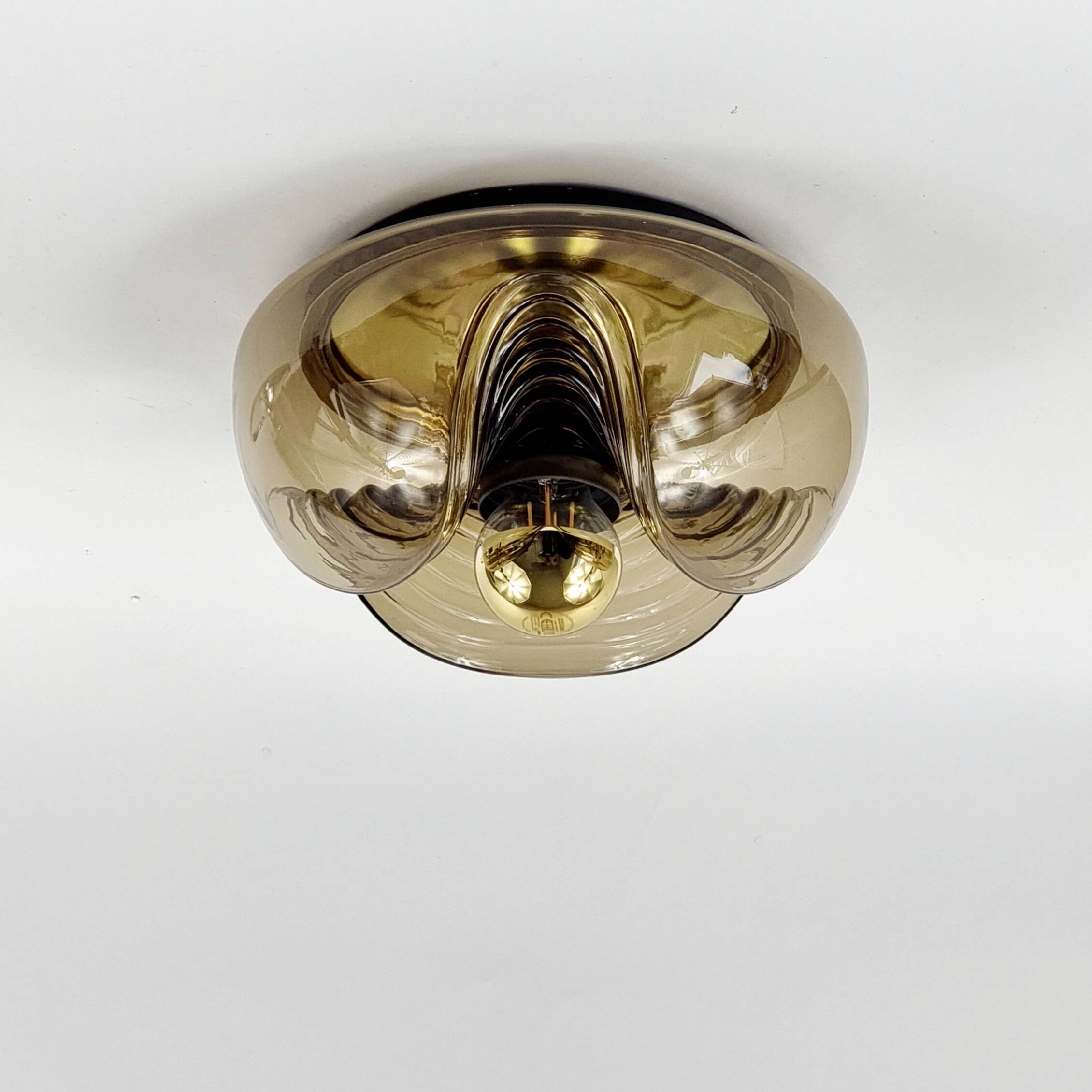 Space Age 'Wave'/'Futura' Glass Ceiling Light by Koch & Lowy for P&P, 1970s