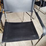 Set 5 chaises cantilever cuir/chrome