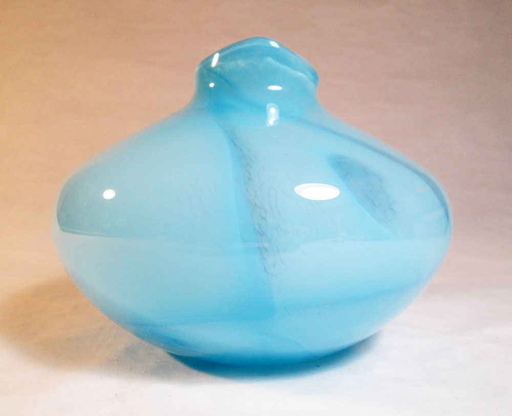 Light blue satin glass vase