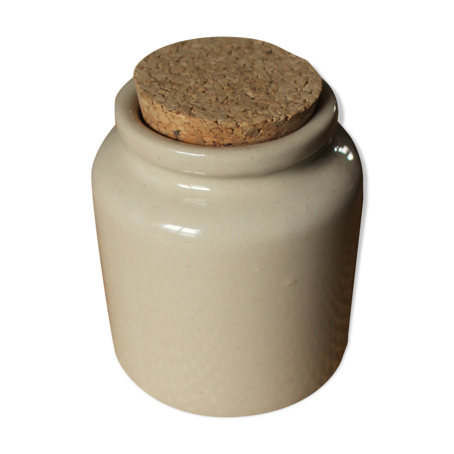 Mustard pot vintage grey glazed sandstone