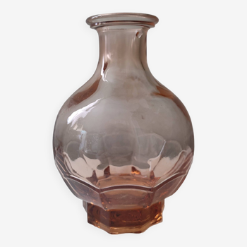 Vase rose année 60 en verre transparent