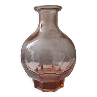 Vase rose année 60 en verre transparent