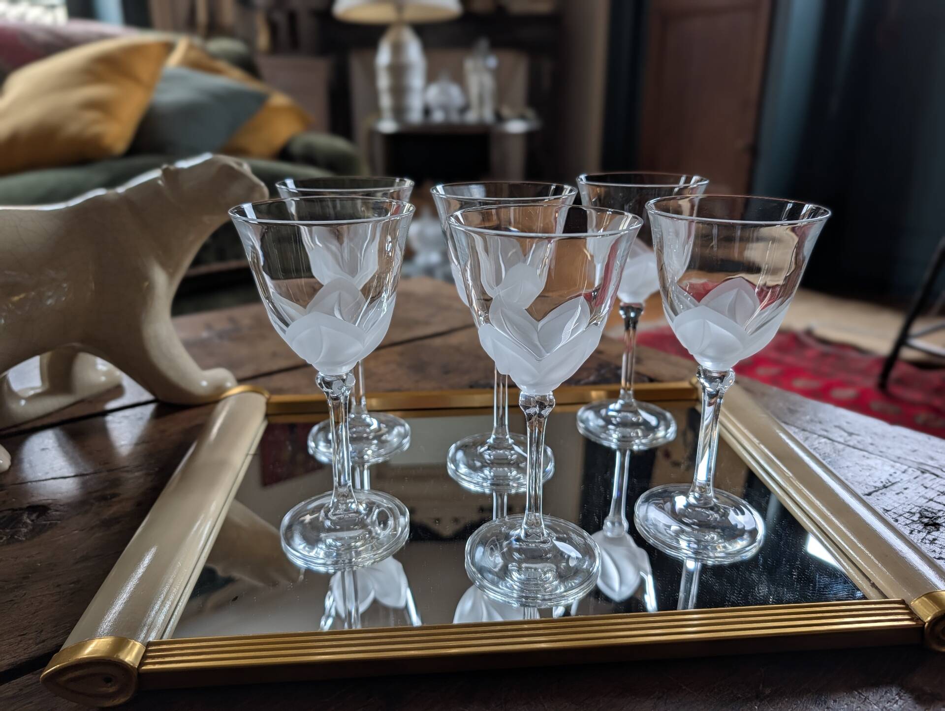 6 crystal stem glasses from Cristal d’Arques Folia – 1970s-1980s