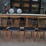 Lot de 4 Anciennes Chaises de Bistrot BAUMANN FRANCE 1960