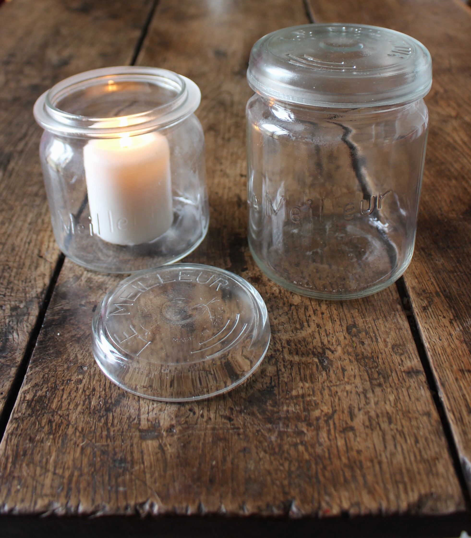 Lot 2 Jars The Best Clear Glass 1 L - 0.75 L