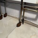 Vintage folding trolley in chromed metal and enamelled trays