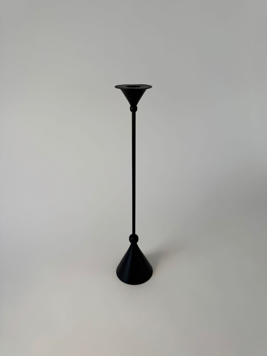 Vintage Post Modern Candle Holder In Black Metal
