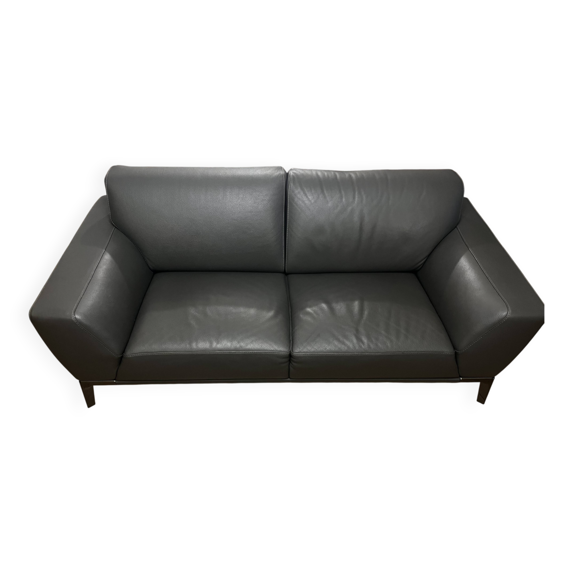 Roche Bobois Réflexion model sofa in taupe leather, 2.5 seats.