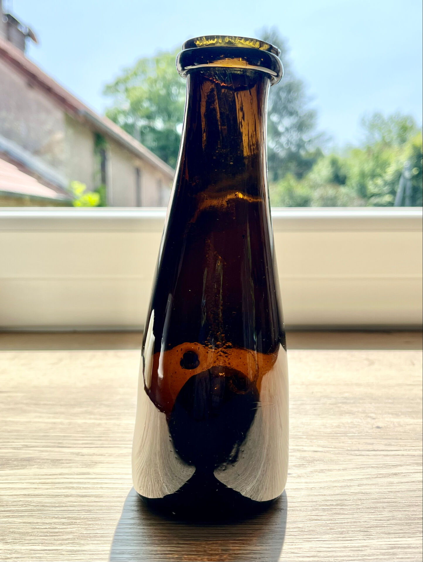 Antique amber glass vase