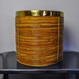 XL basket in rattan and brass, Italy, 1970, 36cm Diam