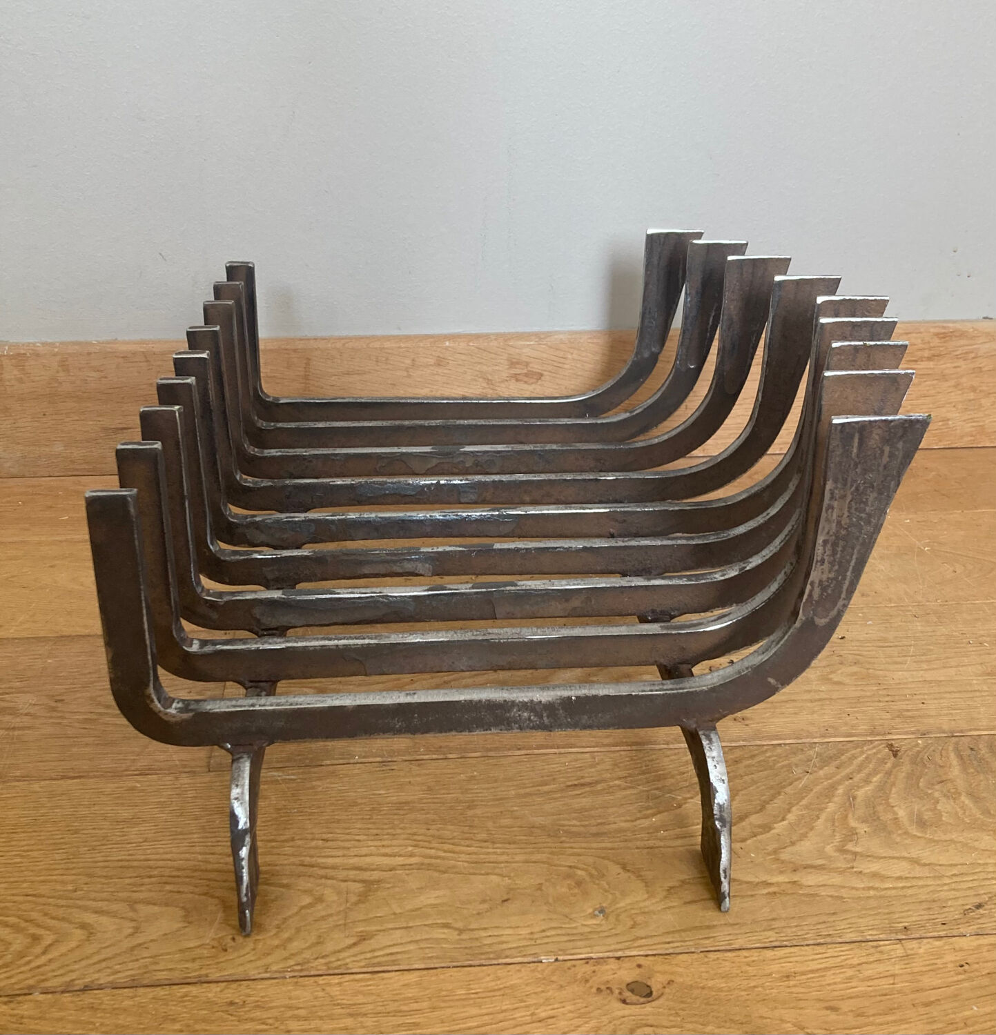 Large 19th century wrought iron log rack