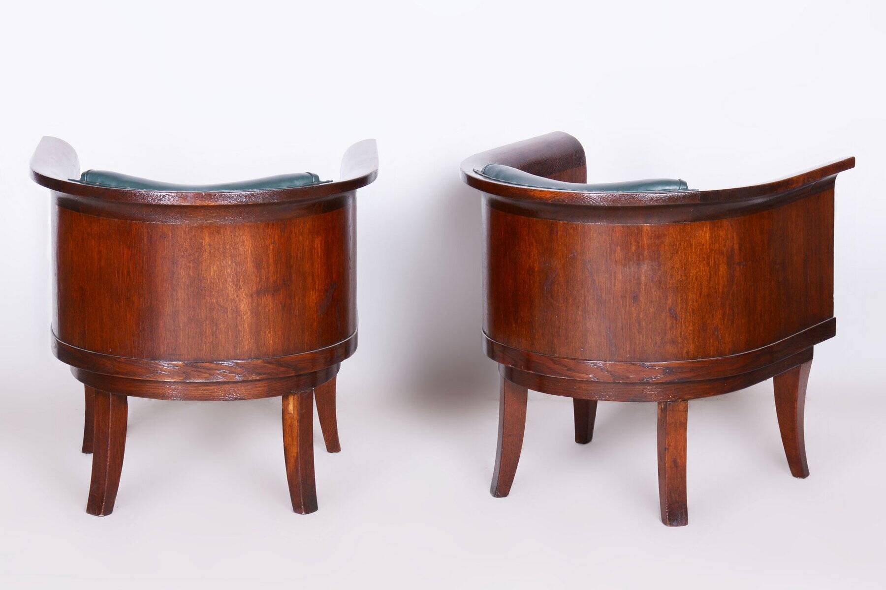 Czech Art Deco Armchairs in Oak by F. and H. Gessner, 1920s, Set of 2
