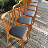 10 baumann chairs no. 12 black faux leather light beech