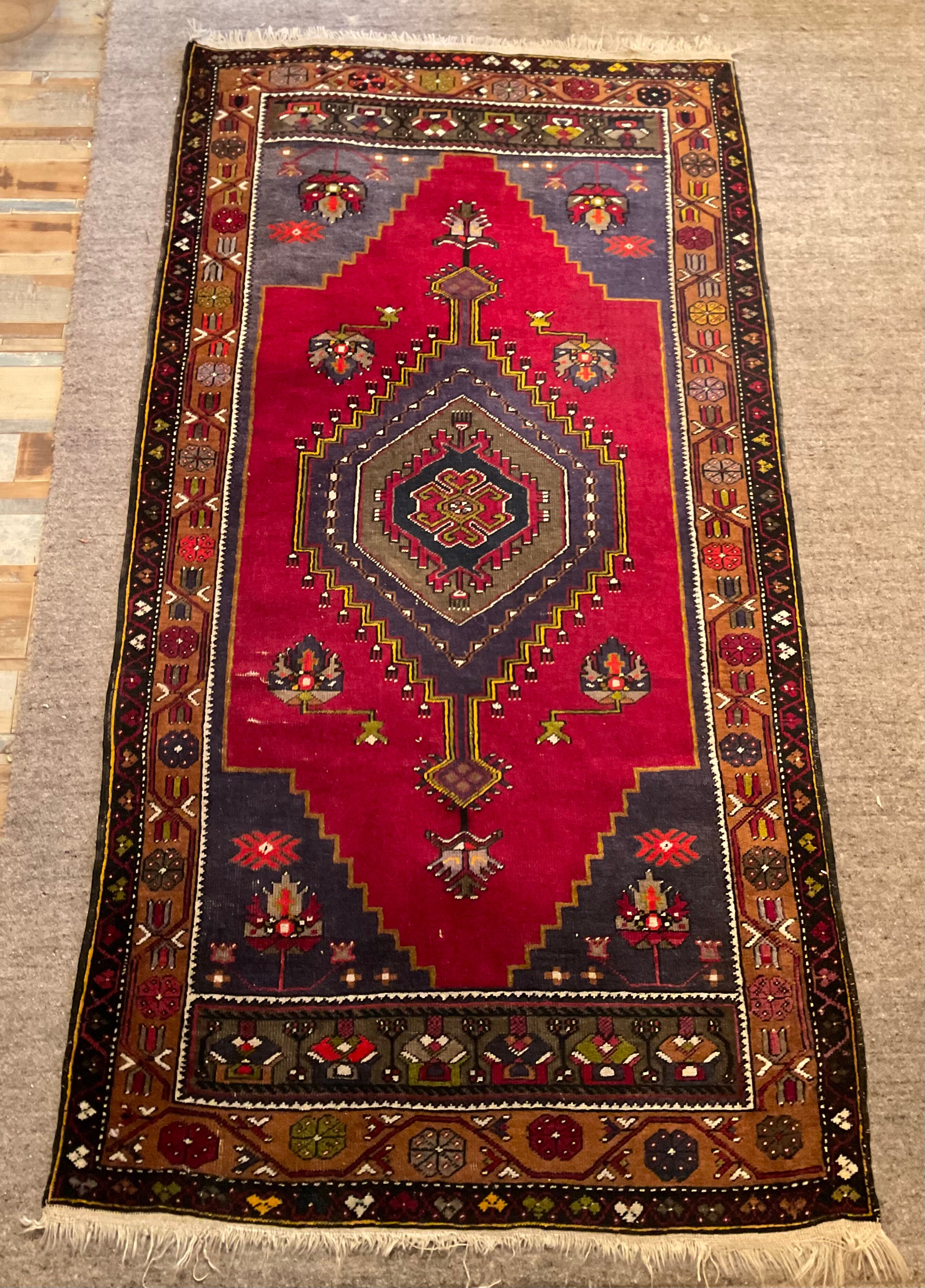Vintage oriental wool rug 110x205cm