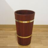 Scandinavian umbrella stand in solid teak and brass