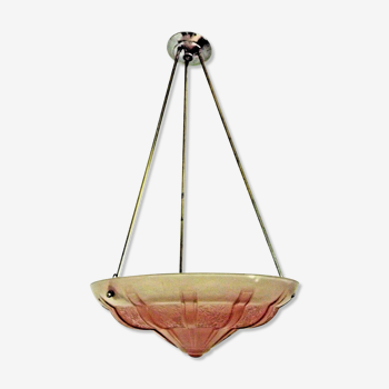 French pink glass plaformer ceiling light