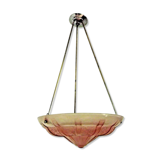 French pink glass plaformer ceiling light