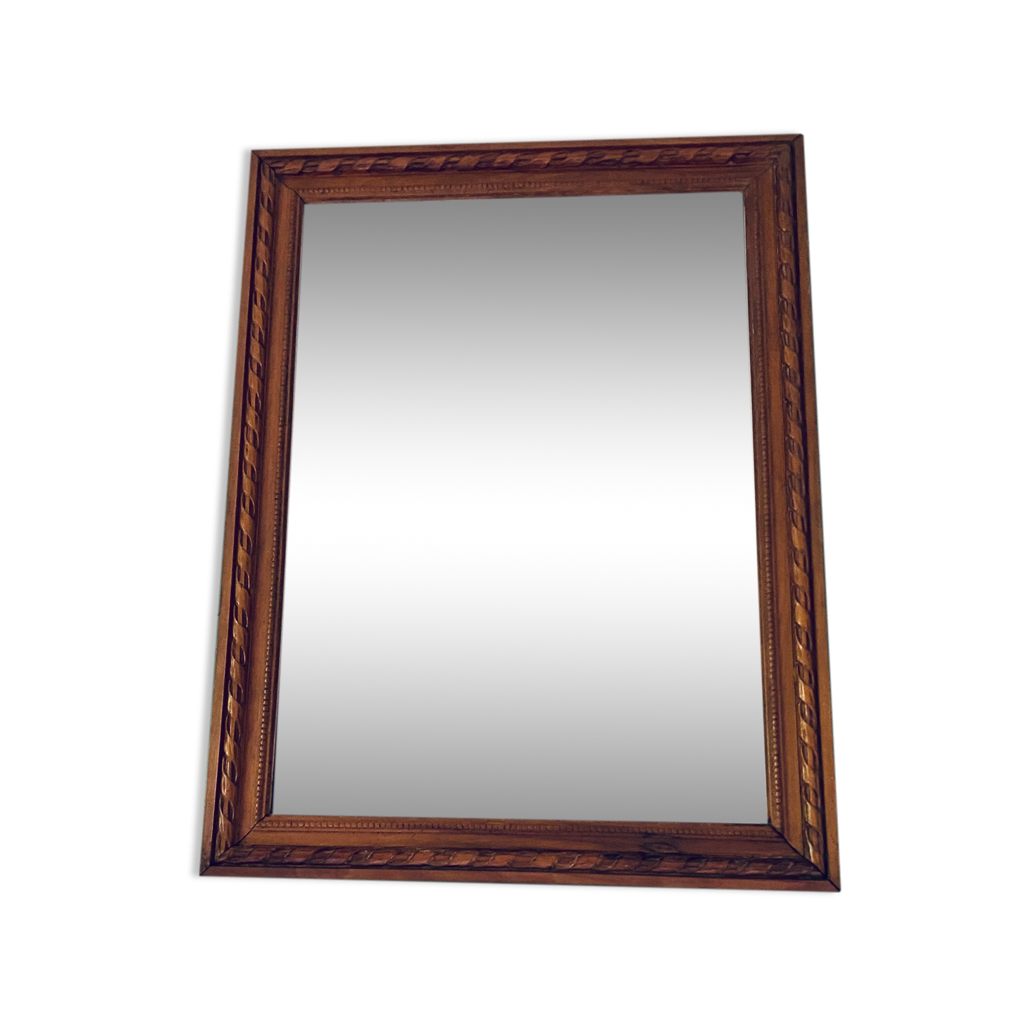 Antique mirror in carved wood and mercury 48x63cm